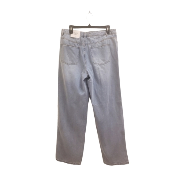 Future Collective WideLeg Jeans High Waist Light Wash Denim Pants Casual - Picture 2 of 7